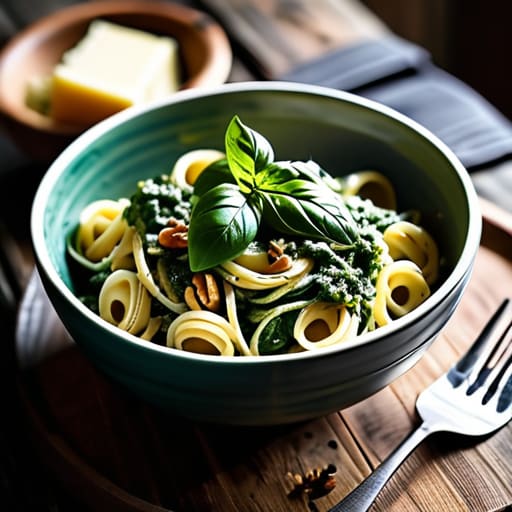 One-Pot Creamy Pesto Pasta with Spinach.