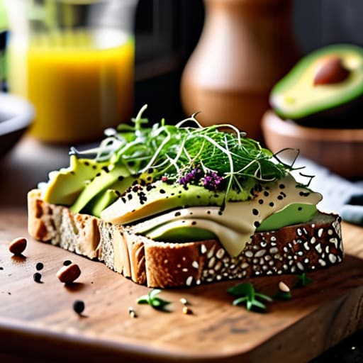 Toasted Savory Avocado & Seed Sourdough toast.