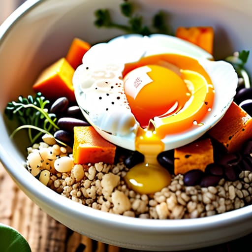 The Savory Power Bowl with poached eggs.